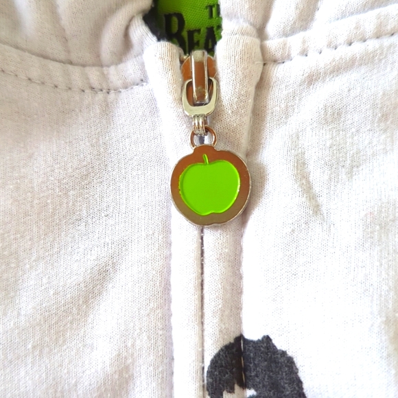 Retro black and white official Beatles sweatshirt with Apple, apple zipper pull - Picture 4 of 5